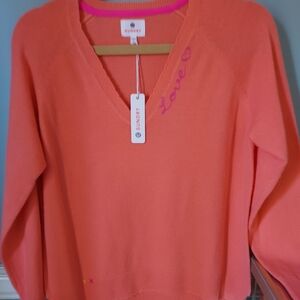 Sundry Coral V-Neck Sweater
